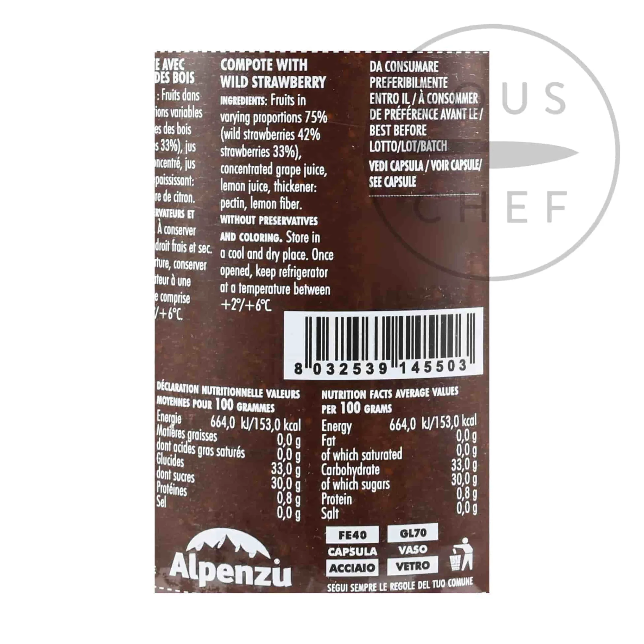 Alpenzu Fruit Preserves Wild Strawberries 100% Fruit Jam, 350g Hot