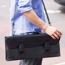 JKC Black Buffalo Leather Knife Bag, 11 Slots Clearance