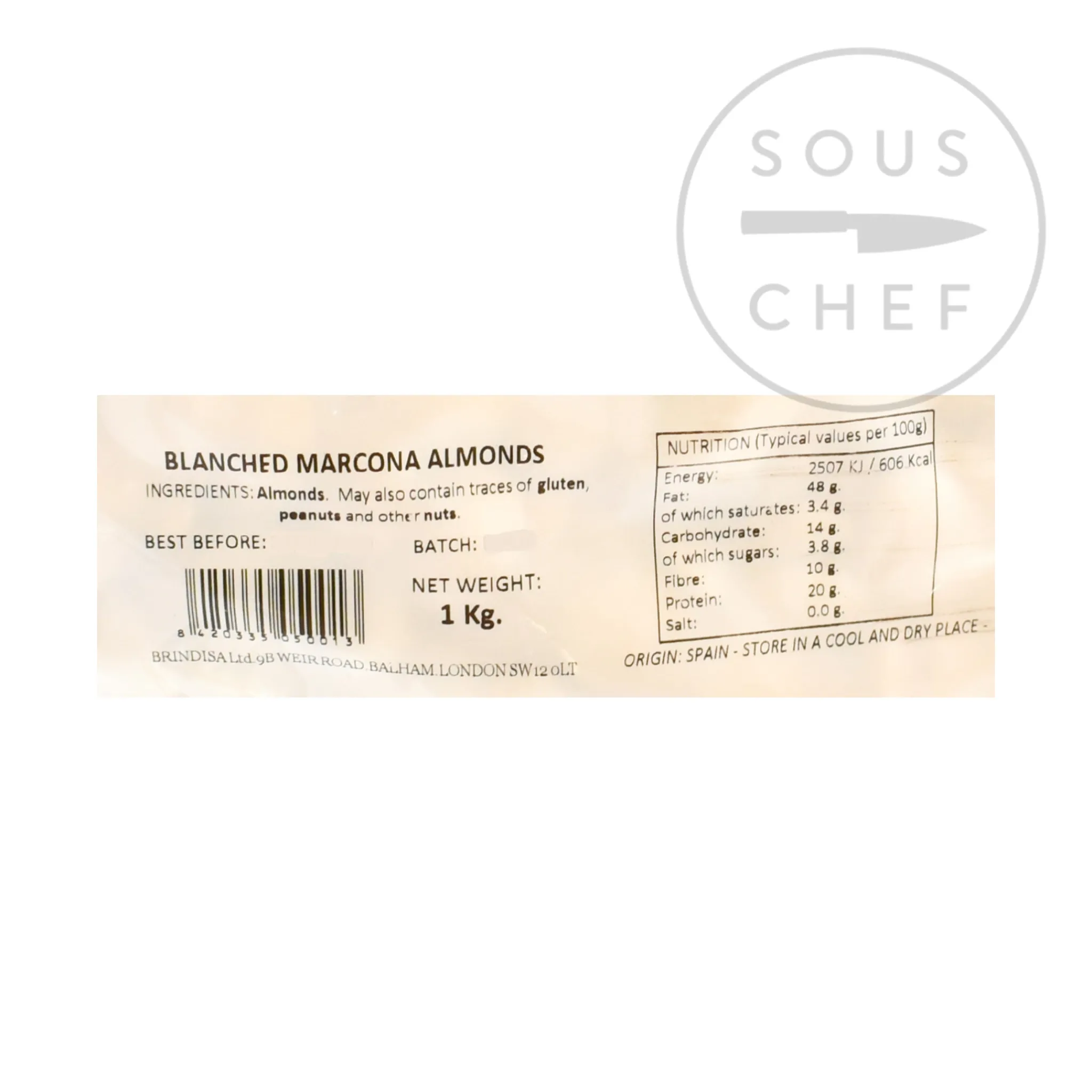 La Baturrica Blanched, Skinless Marcona Almonds, 1kg Clearance