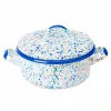 Kapka Enamel Blue Dot Enamel Casserole with Lid, 18cm New