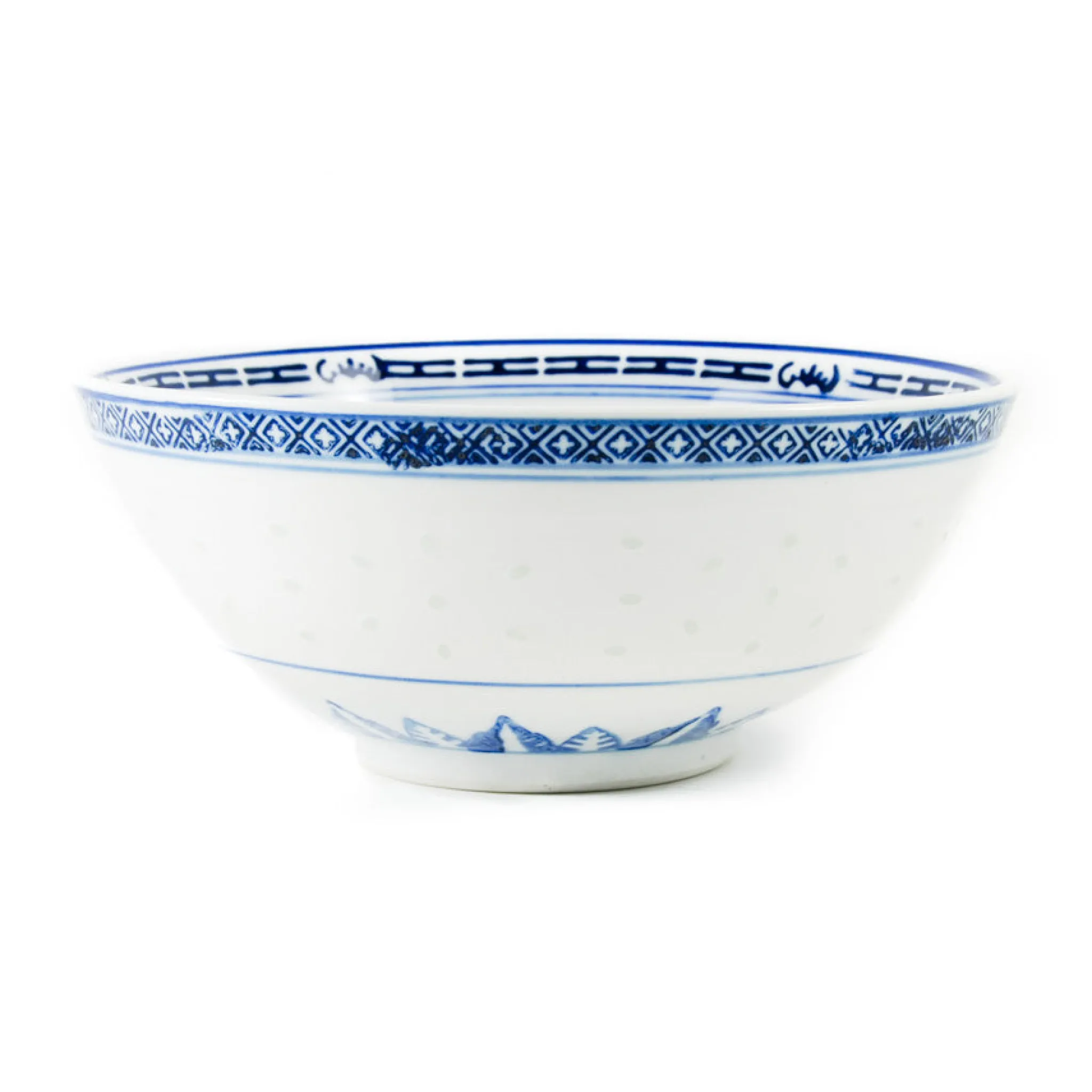 Chinese Tableware Blue Rice Pattern Serving Bowl, 20.3cm Outlet