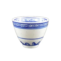 Chinese Tableware Blue Rice Pattern Tea Cup, 80ml Outlet