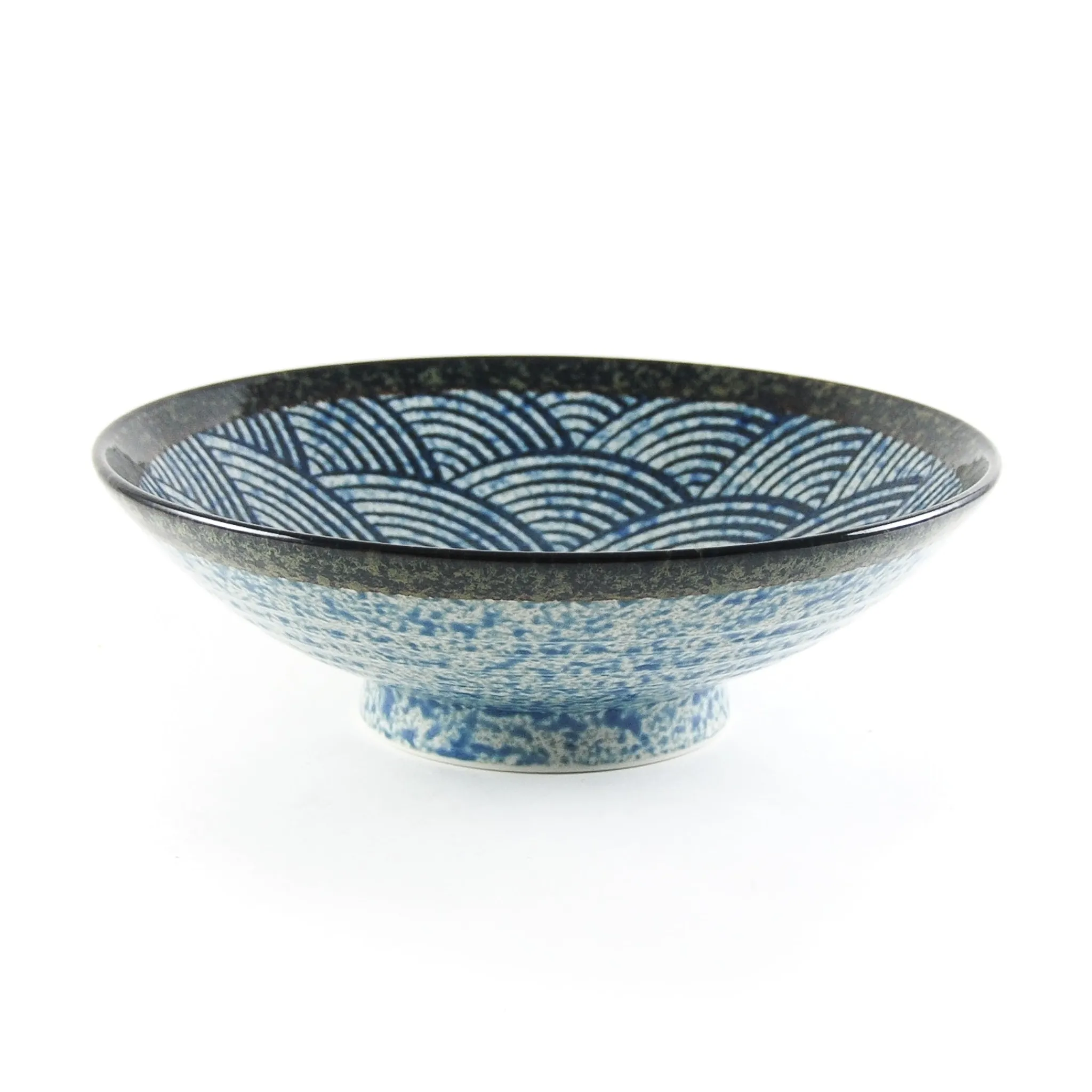 Kiji Stoneware & Ceramics Blue Wave Large Shallow Bowl, 24.3cm Clearance