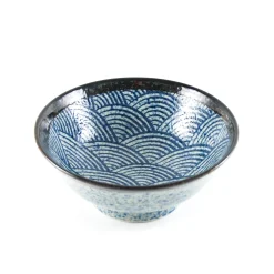 Kiji Stoneware & Ceramics Blue Wave Ramen Bowl, 21cm Clearance