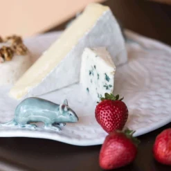 Bordallo Pinheiro White Earthenware Cheese Tray with Mouse Sale