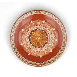 Bulgarian Pottery Bulgarian Troyan Brown Dinner Plate, 26cm Clearance