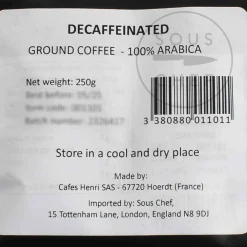 Cafes Henri Decaffeinated 100% Arabica Ground Coffee, 250g Discount