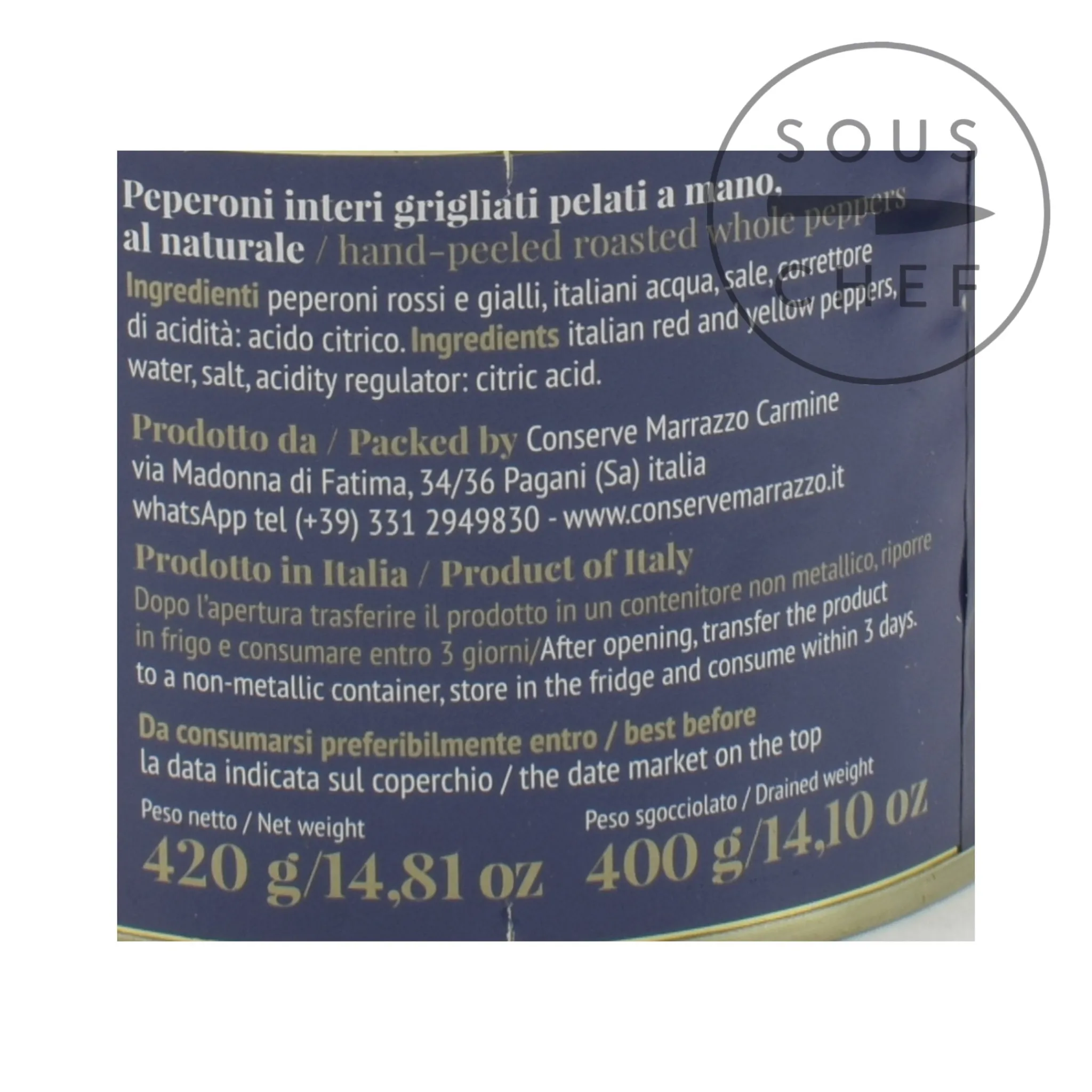 Casa Marrazzo Whole Grilled Hand-Peeled Peppers in Brine, 420g Best