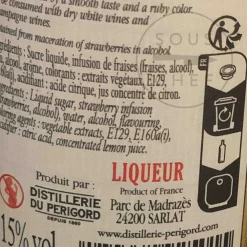 Distillerie du périgord Cherry Rocher Creme de Fraise, Strawberry Liqueur, 500ml