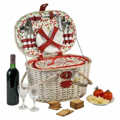 Les Jardin de la Comtesse Cheverny Cherry Print Picnic Basket, 4 Person Discount