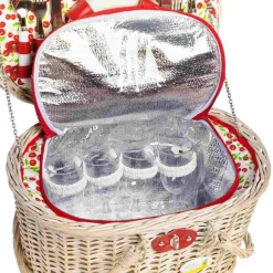 Les Jardin de la Comtesse Cheverny Cherry Print Picnic Basket, 4 Person Discount