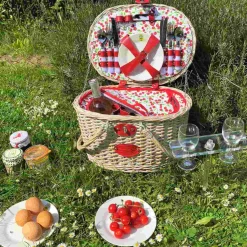 Les Jardin de la Comtesse Cheverny Cherry Print Picnic Basket, 4 Person Discount