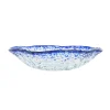 Turkish Tableware Cobalt Blue Rim Glass Bowl, 17.5cm New