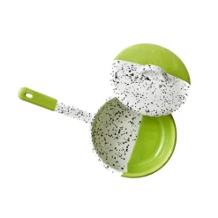 Kapka Enamel Colourpop Enamel Saute Pan with Lid, Lime Green, 16cm dia