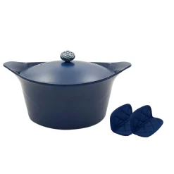 Cookut Lightweight Non-Stick Dutch Oven with Pot Holders, Blue, BPA-Free Best