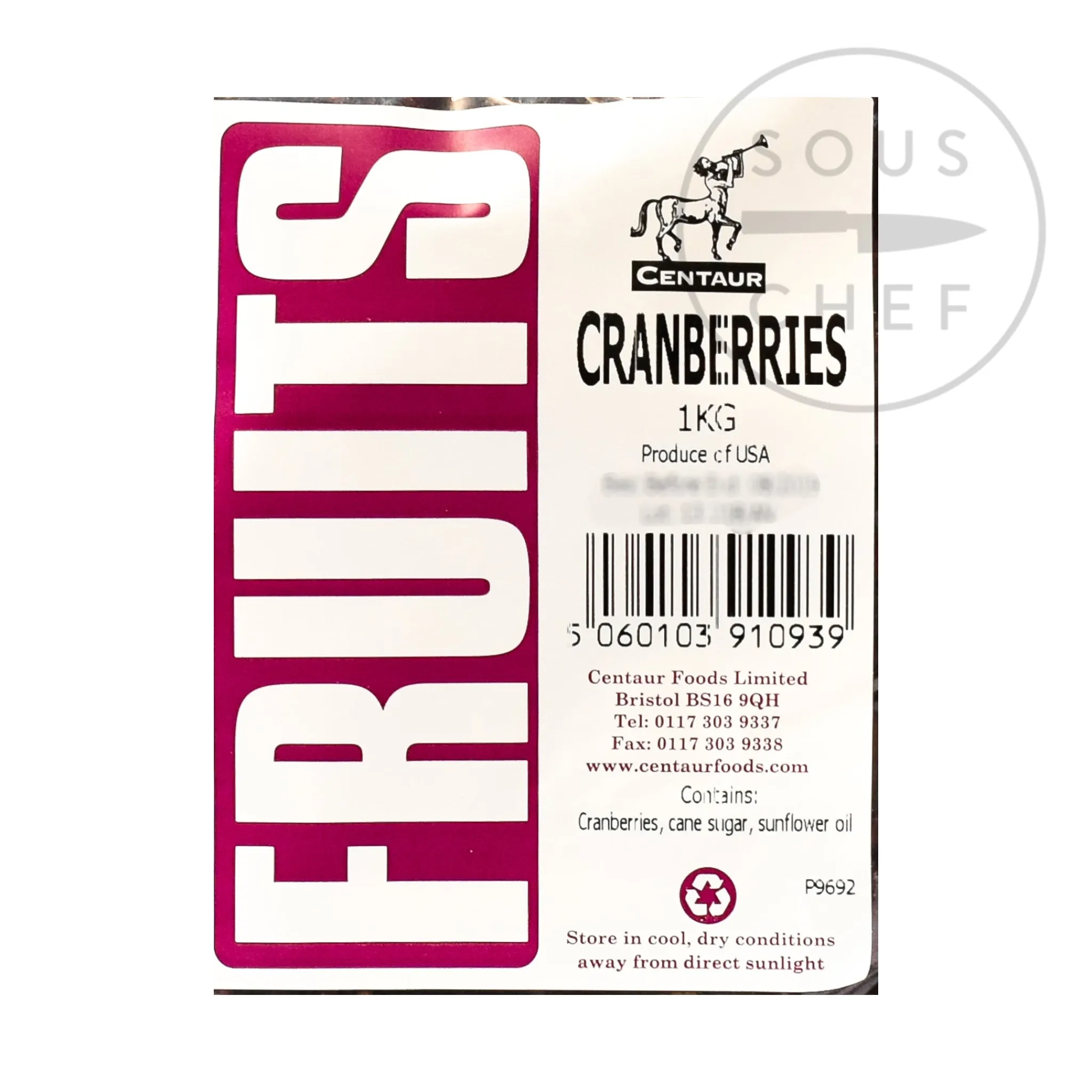 Centaur Dried Cranberries, 1kg Discount