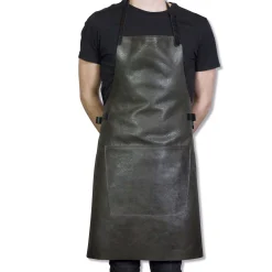 Dutchdeluxes Leather BBQ Apron in Vintage Grey New