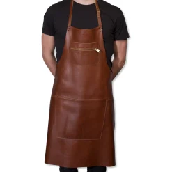 Dutchdeluxes Leather Zipper Apron in Classic Brown Online