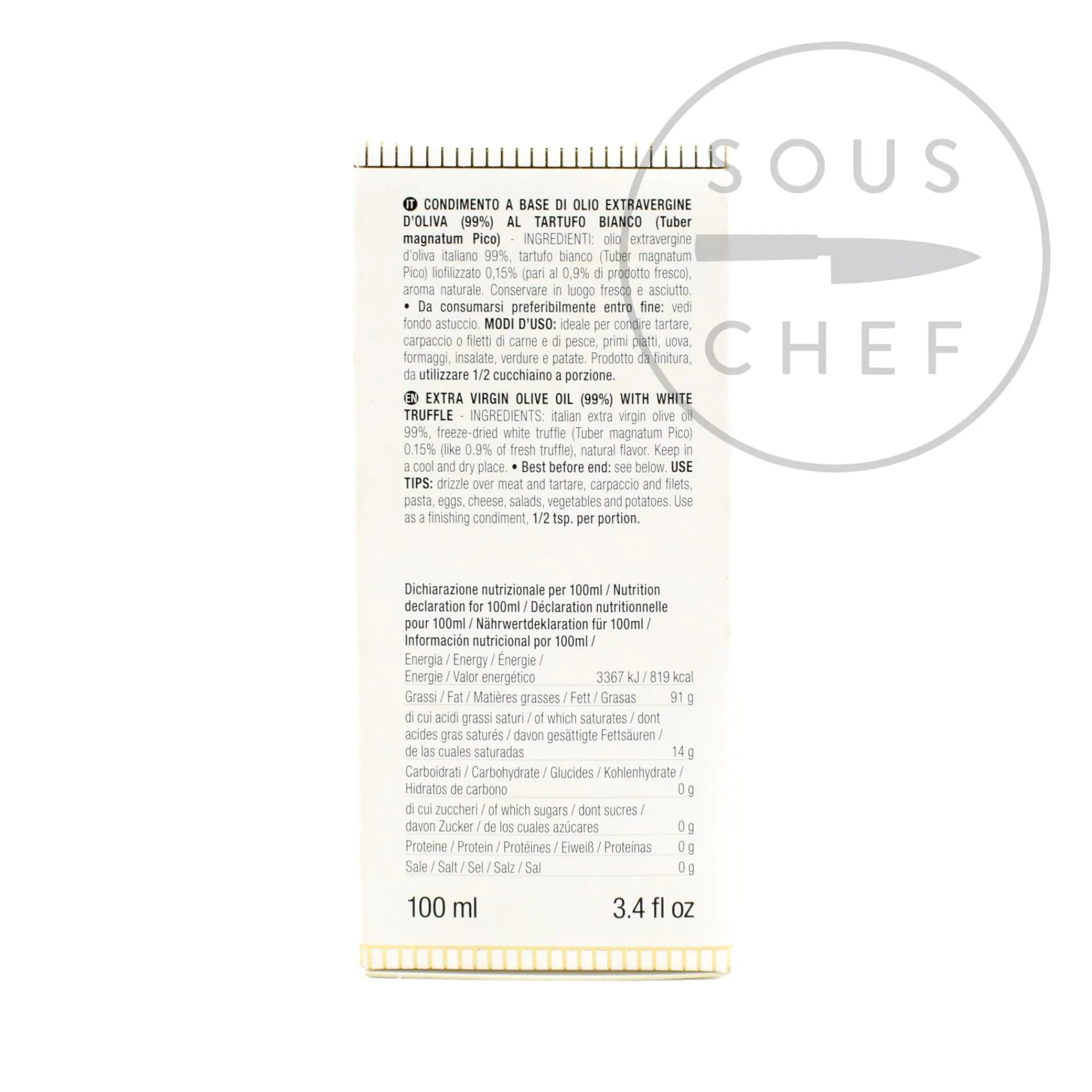 Tartuflanghe Extra Virgin Olive Oil With White Truffle Slices, 100ml New