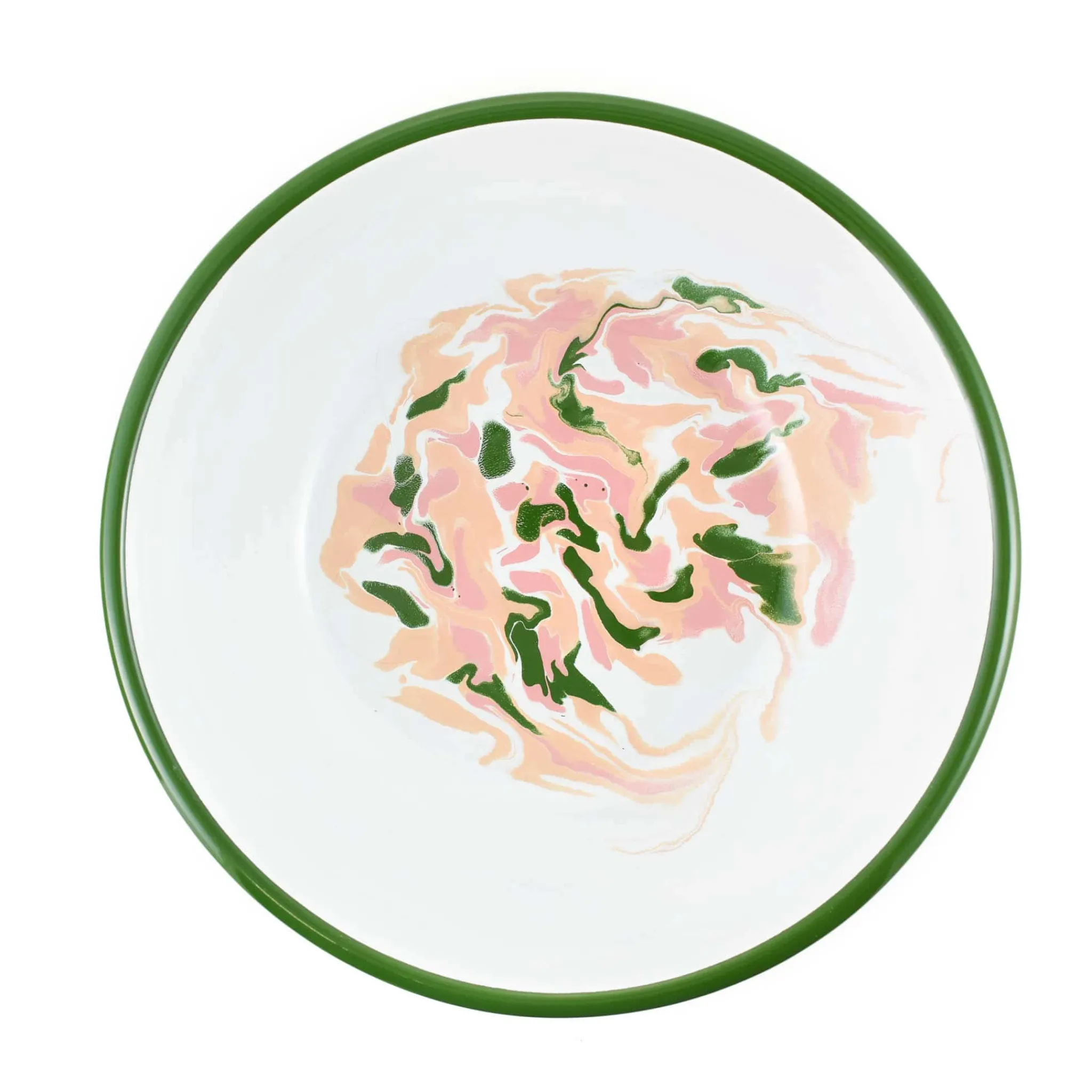 Kapka Green Marble Enamel Large Salad Bowl, 32cm Hot