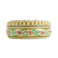 Indian Tiffin Hand Painted Single Tier White Tiffin Tin, 300ml Discount