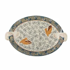 Bloomingville Hezha Blue Stoneware Serving Platter, 34x25cm Outlet