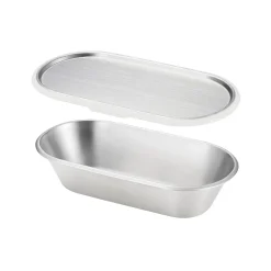 Aikata Japanese Grey Rim Stainless Steel Lunch Box, 21x11cm