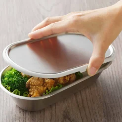 Aikata Japanese Grey Rim Stainless Steel Lunch Box, 21x11cm