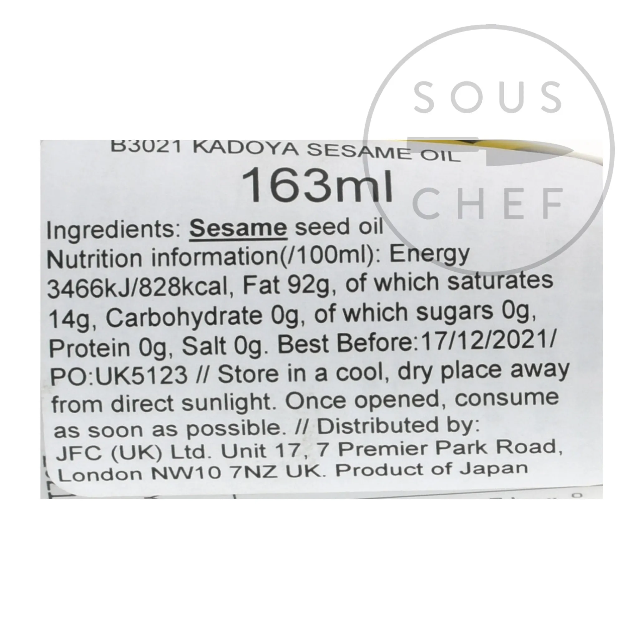 Kadoya Japanese Pure Sesame Oil, 163ml New