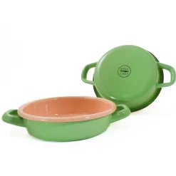 Kapka Enamel Kapka x Sous Chef Colourblock Enamel Frying Pan, 16cm, Green & Pink