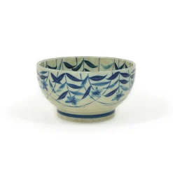 Kiji Stoneware & Ceramics Kikyo Flower Ramen Bowl, 17cm dia x 9cm Hot