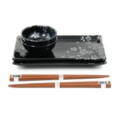 Kiji Stoneware & Ceramics Kuro Hana Sushi Serving Set Best