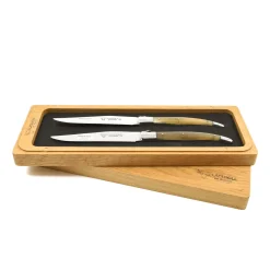 Laguiole en Aubrac Set of 2 Steak Knives, Solid Horn