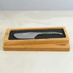 Laguiole en Aubrac Turquoise Hard Cheese Knife, Striped Wood Best