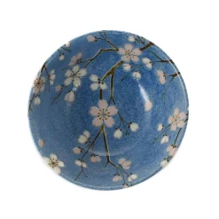 Kiji Stoneware & Ceramics Light Blue Sakura Blossom Noodle Bowl, 15.5cm New