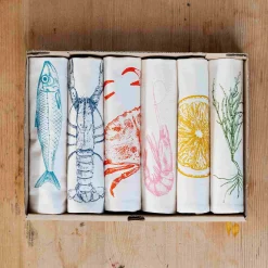 Lottie Day Seafood Design Napkins, Box of 6 Clearance