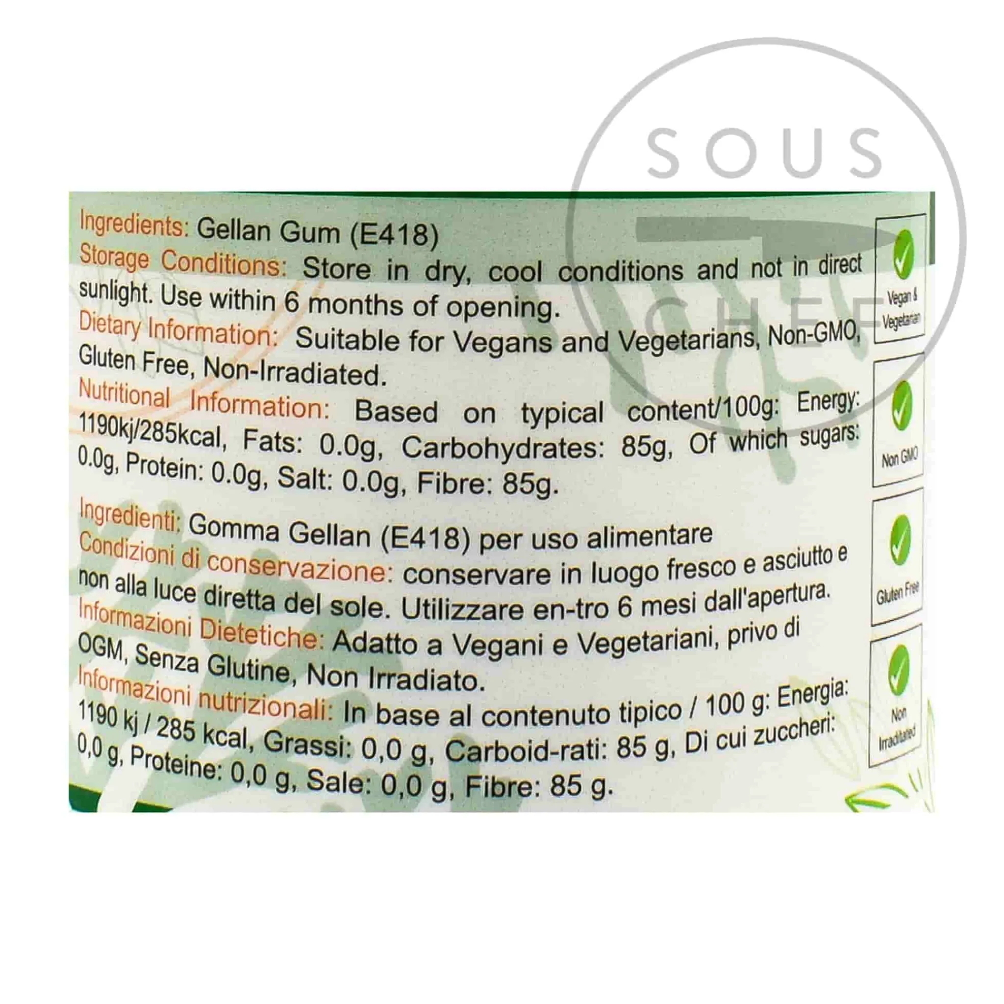 Special Ingredients Low Acyl Gellan Gum F, 100g Hot