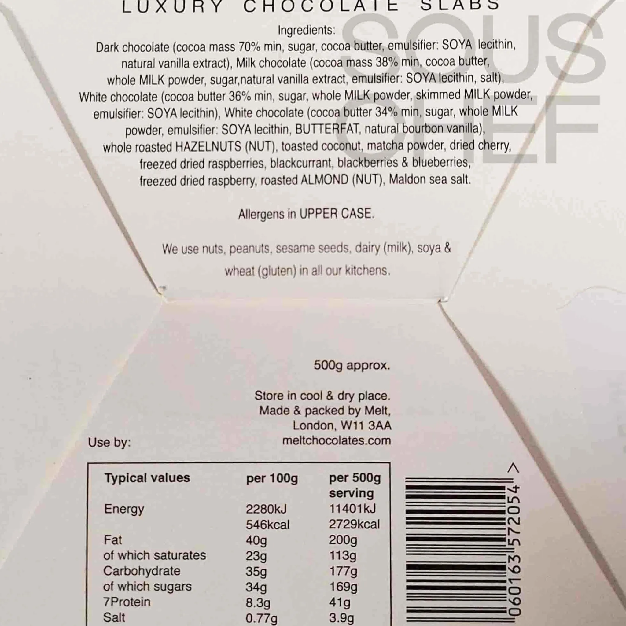 Melt London Chocolate Slab Gift Box, 500g Hot