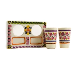 Gorky Pottery Mexican Hand Painted Purple Tequila Cup Set Discount
