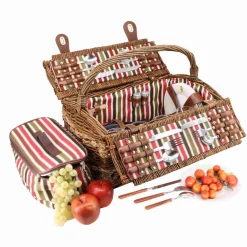 Les Jardin de la Comtesse Montmarte Red Striped Picnic Hamper, 4 Person Sale