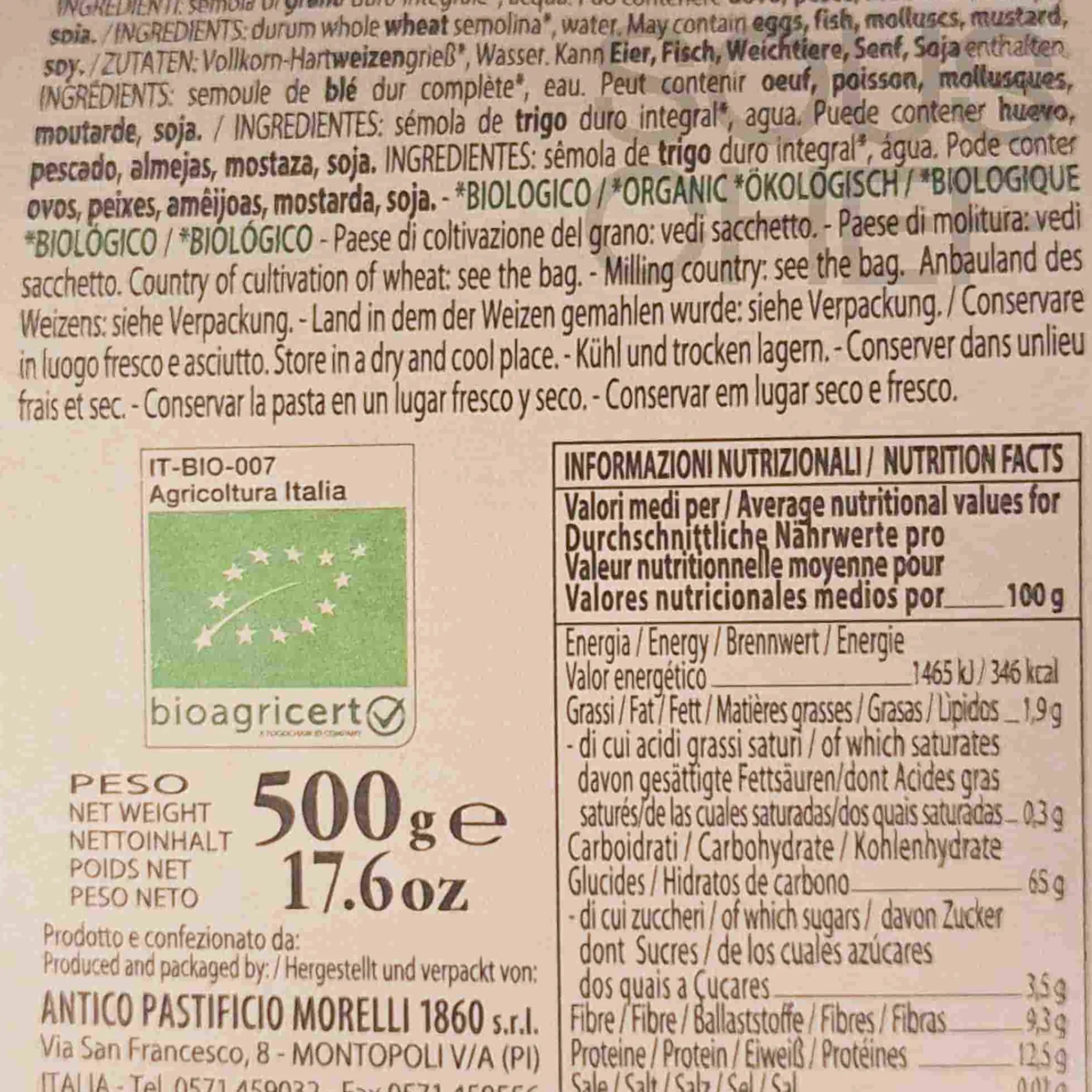 Morelli Organic Linguine Integrali Wholemeal Pasta, 500g Discount
