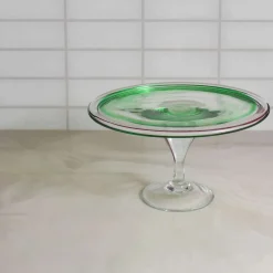 Alessandro Coppola Murano Glass Green Cake Stand, 25cm Sale