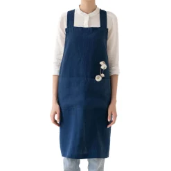Linen Tales Navy Crossback Linen Apron New