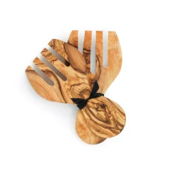 Naturally Med Olive Wood Salad Hands Set, 20cm Clearance