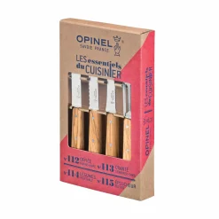 Opinel 4 Piece Olive Wood Handle Kitchen Essentials Knife Set Clearance
