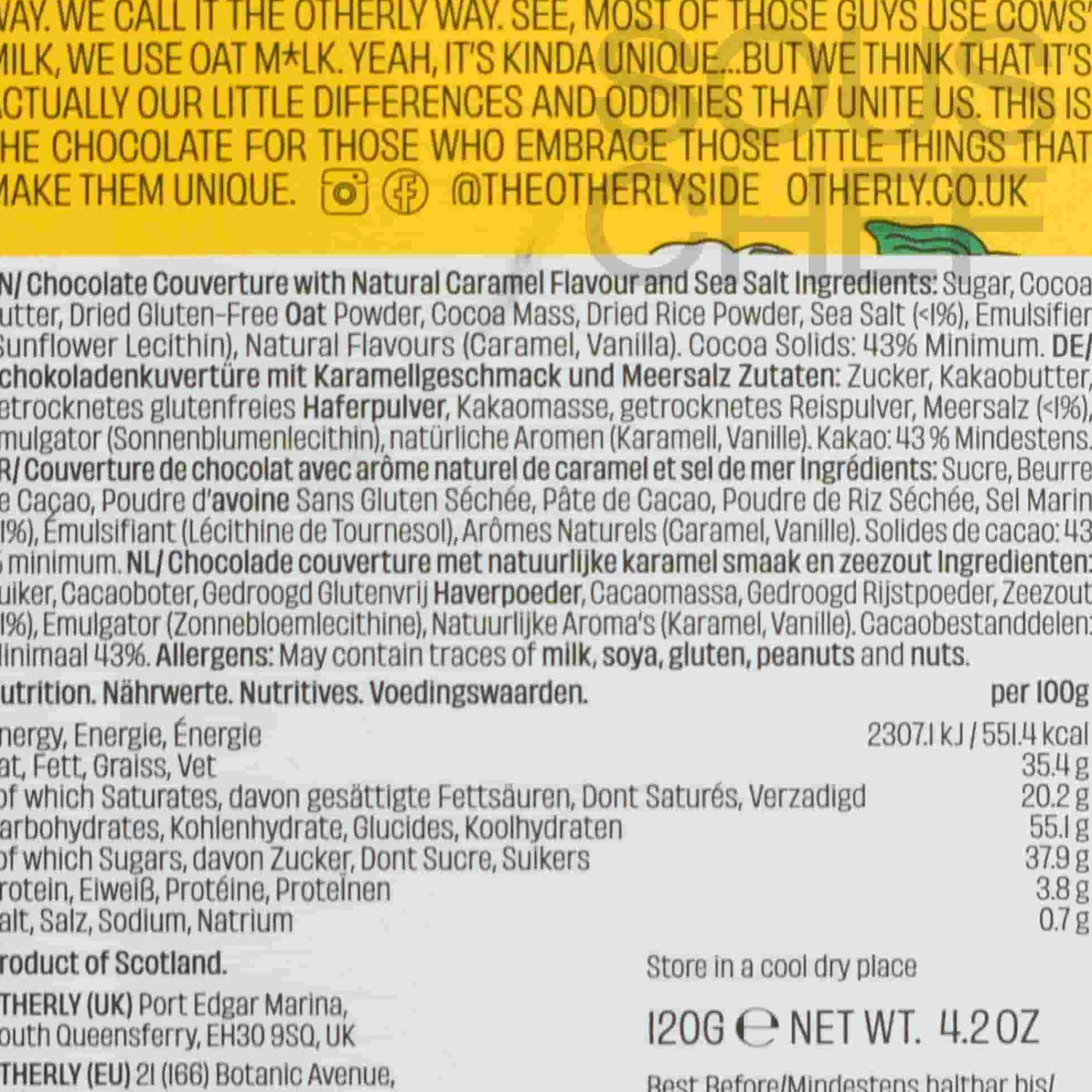 Otherly Salted Caramel Oatm*lk Chocolate Bar, 120g New