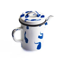 Kapka Enamel Paintstroke Enamel Teapot Blue & White, 11cm dia