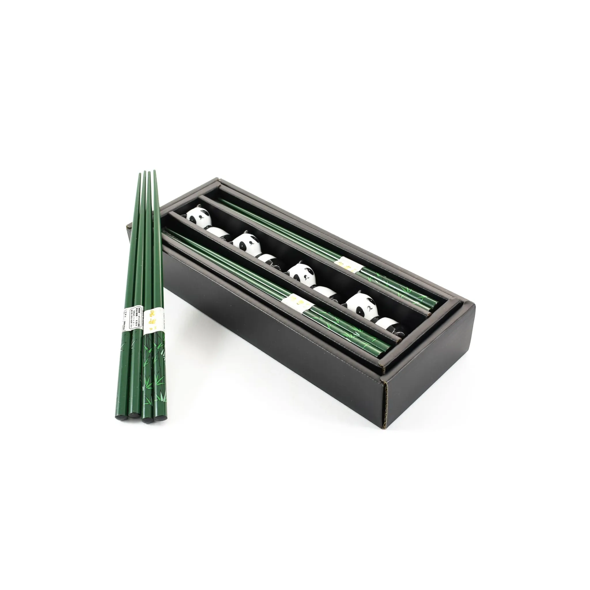 Kiji Stoneware & Ceramics Panda Chopstick & Rest Set - 4 Pairs Clearance