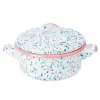 Kapka Enamel Pink Dot Enamel Casserole with Lid, 18cm Online