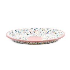 Kapka Pink Dot Enamel Oval Serving Tray, 31cm Outlet